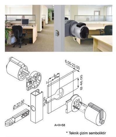 Hafele Nova Topuz Kilit Seti Al. Cam. Ofis Gümüş Renk