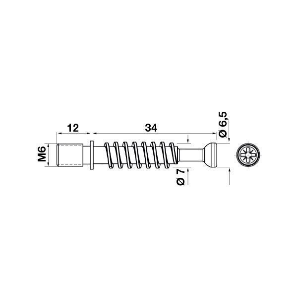 Hafele Minifix Mil 34/M6/12mm (100 Adet), Galvaniz
