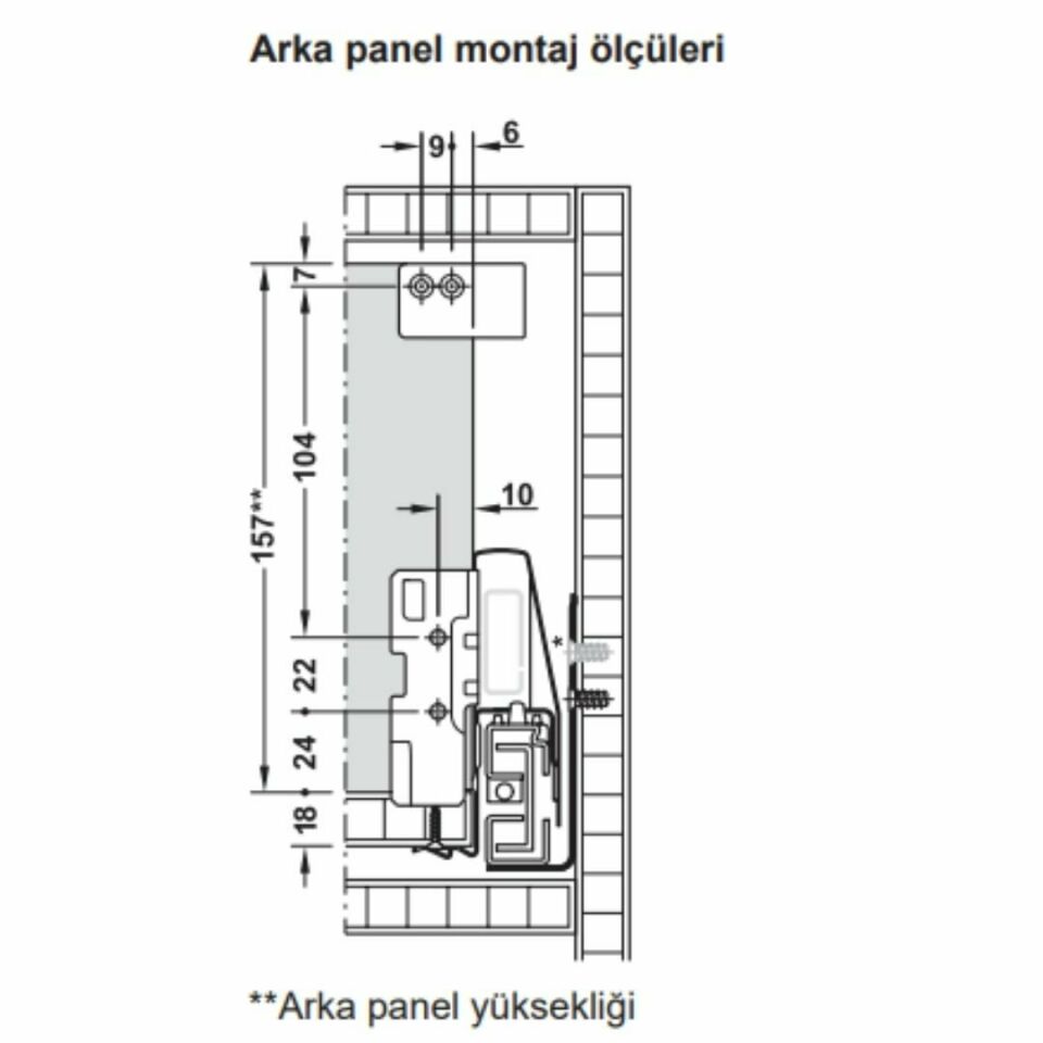 Hafele İç Çekmece Seti 60'lık Modül İçin Kare Bordürlü 45'lik Gri