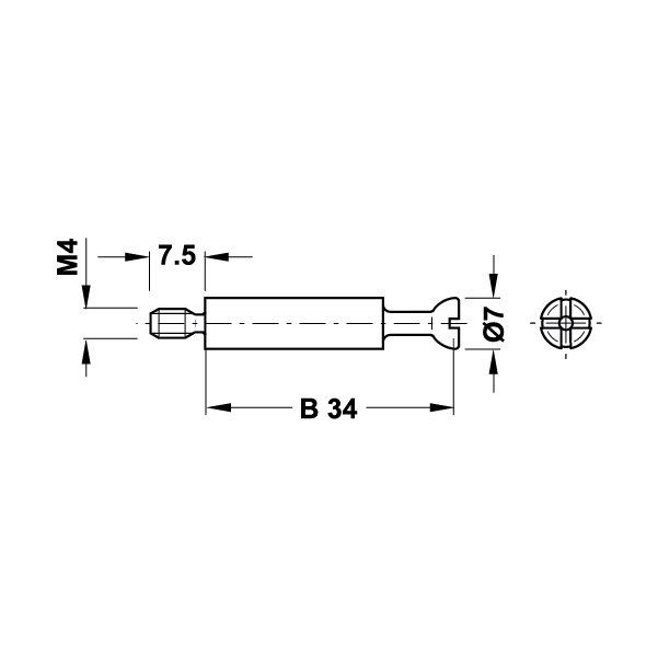 Hafele Minifix Mil 34/M4/7,5mm (100 Adet), Galvaniz