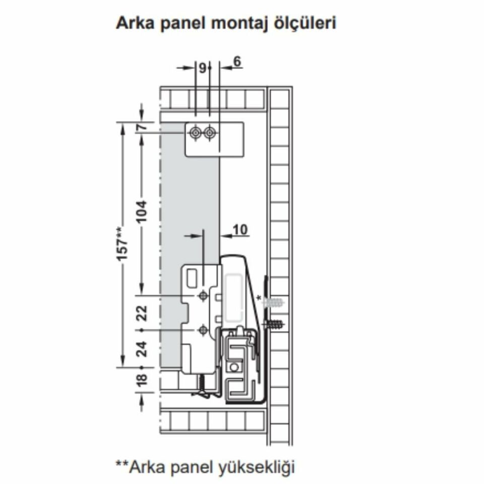 Hafele İç Çekmece Seti 90'lık Modül İçin Kare Bordürlü 50'lik Gri