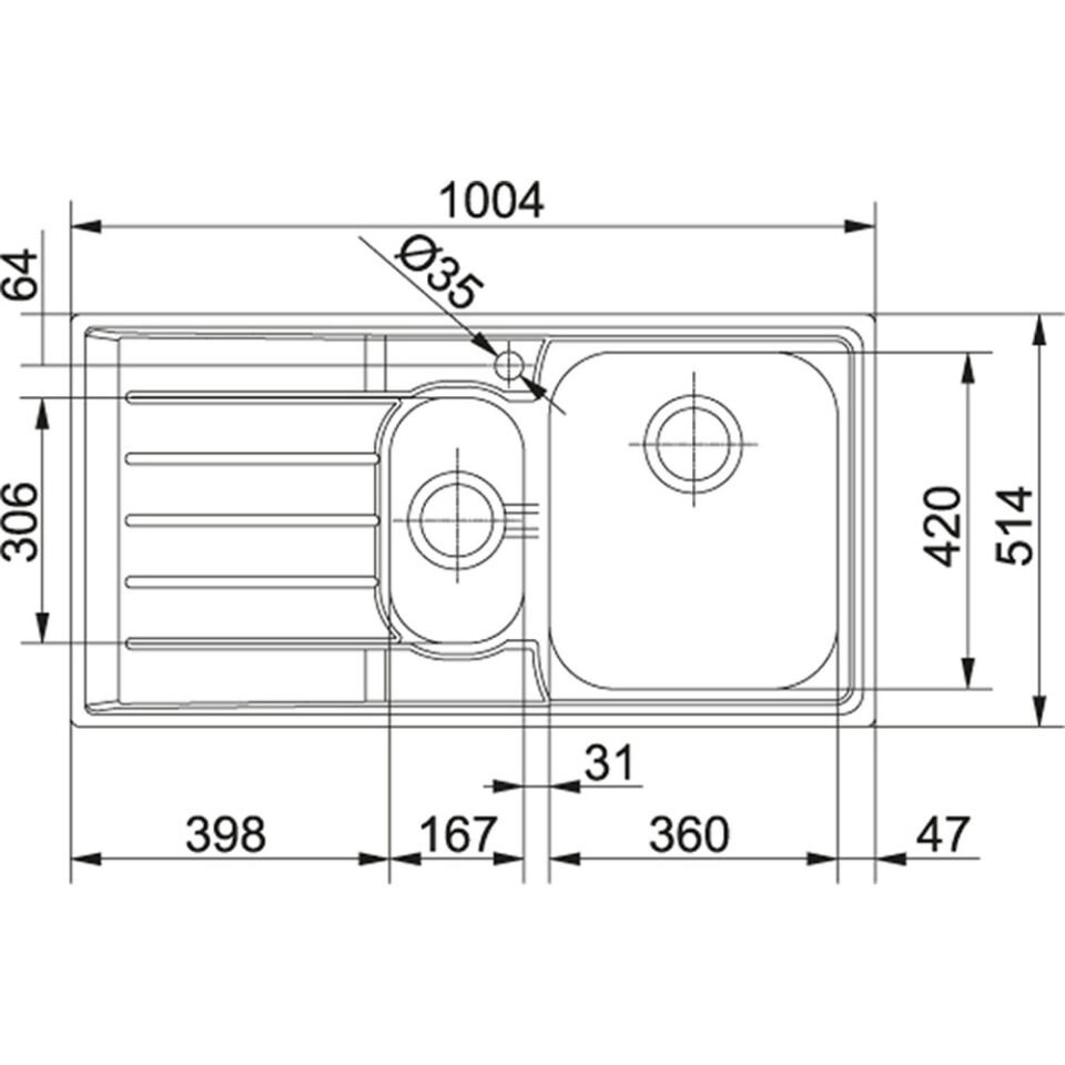 Franke Neptun Slimtop Nex 251 1.5 Gözlü Sol Damlalıklı Çelik Evye