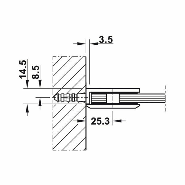 Hafele Cam Tutucu Duvar-Cam 90 Derece Grafit Siyah Renk