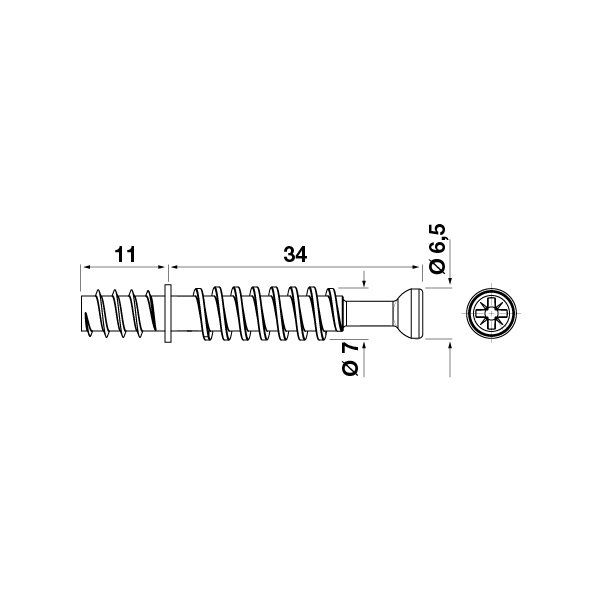 Hafele Minifix Mil 34/5/11mm (100 Adet), Galvaniz