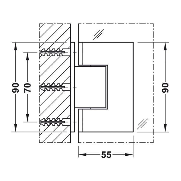 Hafele Duş Menteşesi Duvar-Cam 90 Derece Parlak Krom Renk