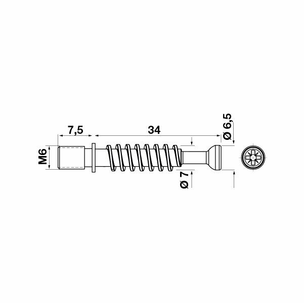 Hafele Minifix Mil 34/M6/7,5mm (100 Adet), Galvaniz
