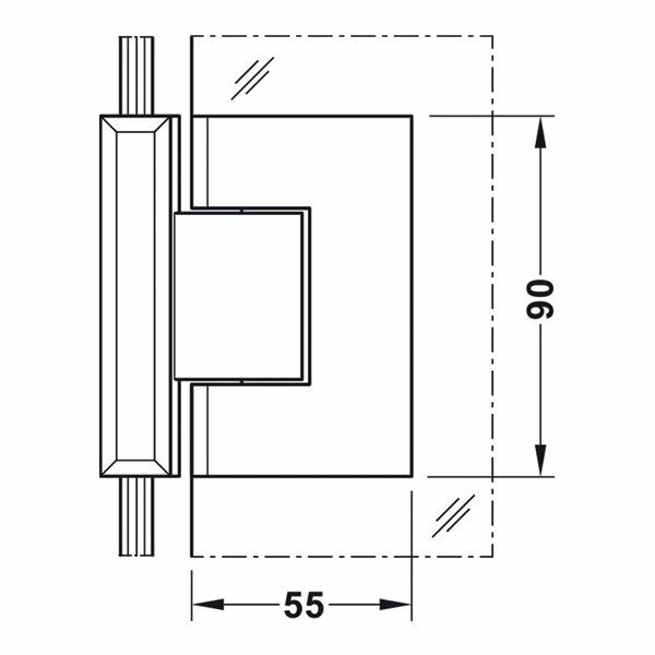 Hafele Duş Menteşesi Cam-Cam 90 Derece Grafit Siyah Renk