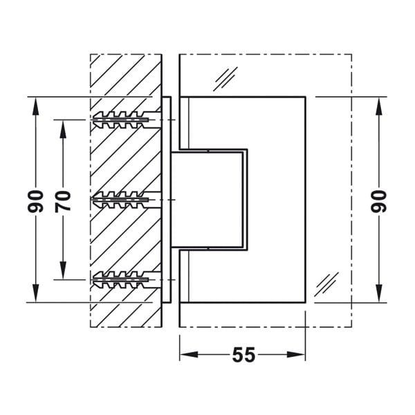 Hafele Duş Menteşesi Duvar/Cam 90 Derece Grafit Siyah Renk