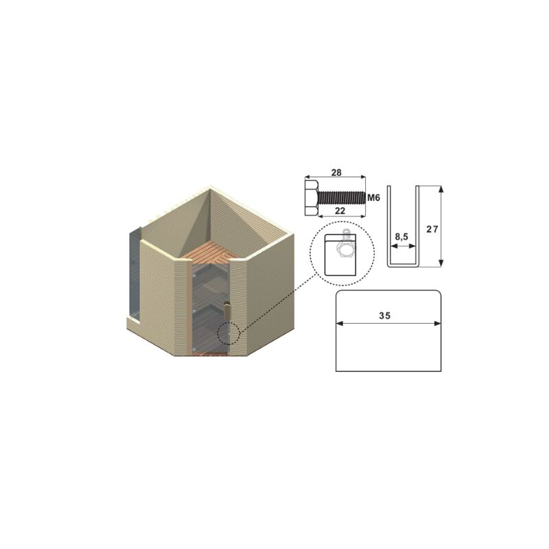 Hafele Sauna Cam Kapı Tutma Plakası,Parlak Krom