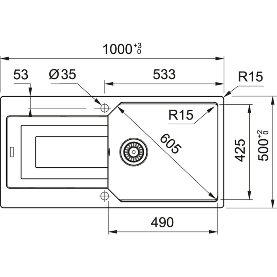 Franke Urban Ubg 611-100 Avena Tek Gözlü Damlalıklı Granit Eviye