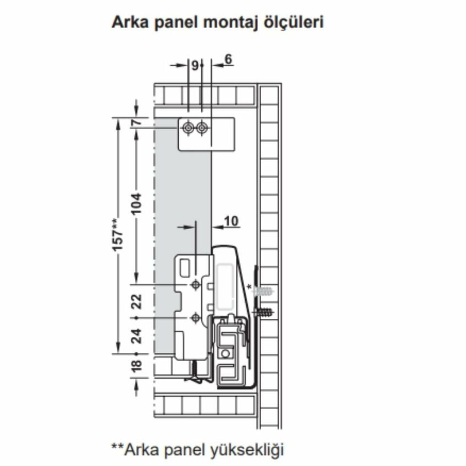 Hafele İç Çekmece Seti 60'lık Modül İçin Kare Bordürlü 45'lik Antrasit