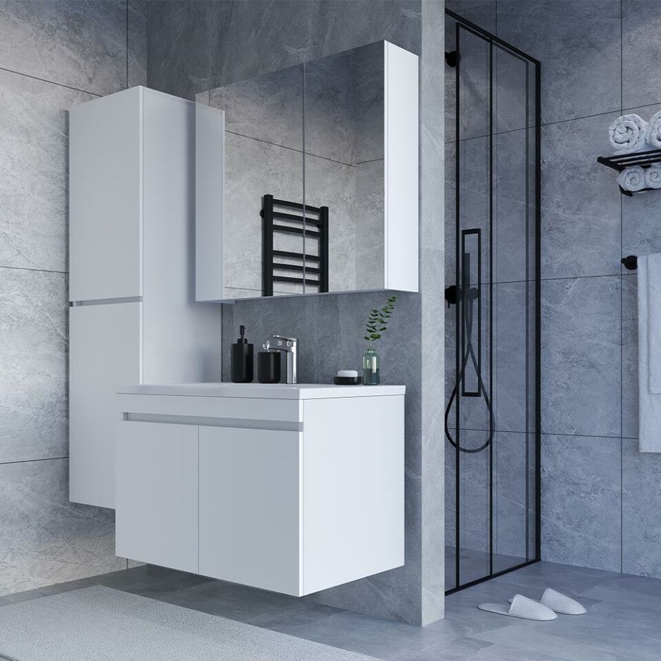 Teta Home Tokyo 65 Cm Mdf Banyo Dolabı Seti + Boy Dolabı Beyaz