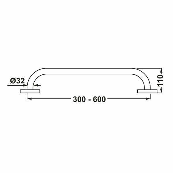 Hafele Tutunma Barı Düz Ø32 120X600