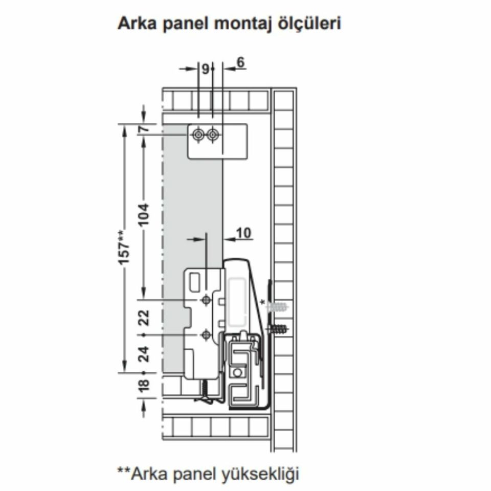 Hafele İç Çekmece Seti 90'lık Modül İçin Kare Bordürlü 50'lik Antrasit