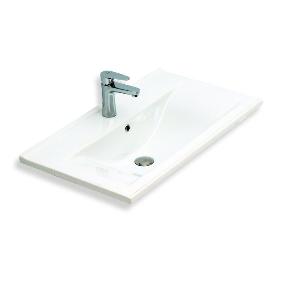 Teta Home Madrid 65cm MDF Banyo Lavabolu Alt Dolap Teak-Beyaz
