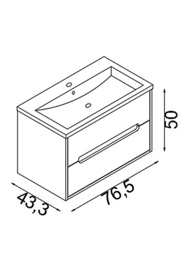 Teta Home Madrid 65cm MDF Banyo Lavabolu Alt Dolap Teak-Beyaz