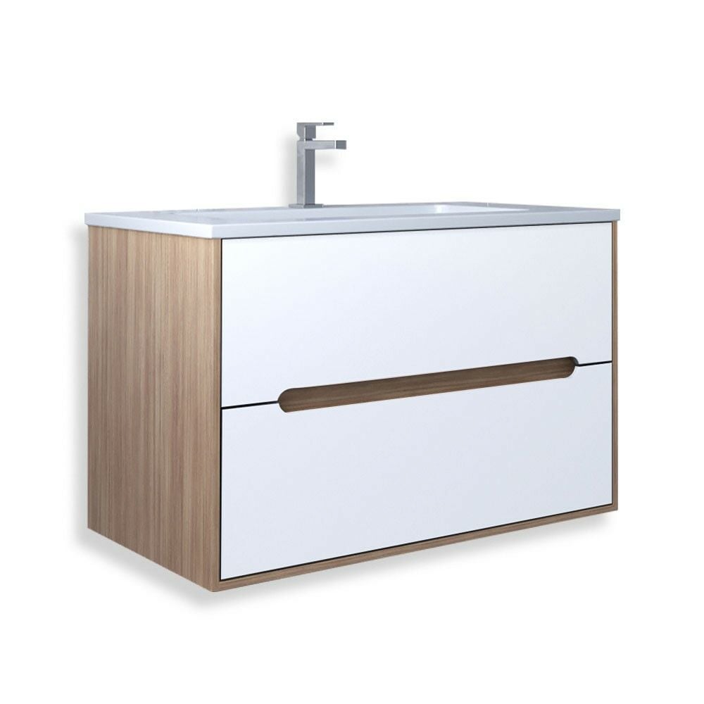 Teta Home Madrid 65cm MDF Banyo Lavabolu Alt Dolap Teak-Beyaz
