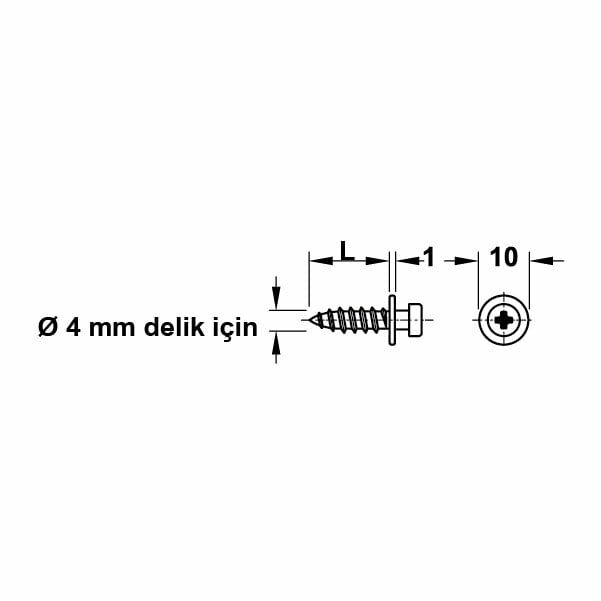 Hafele Modular Raf Bağlantı Vidası 4/12,5mm (100 Adet)