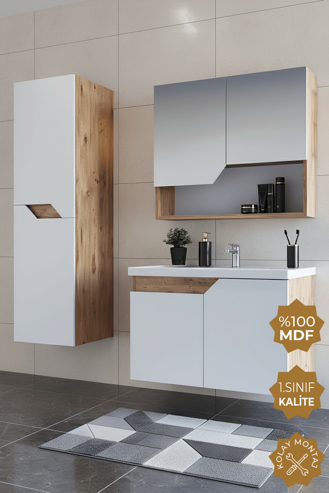 Teta Home Napoli 65 Cm Mdf Banyo Dolabı Seti + Boy Dolabı