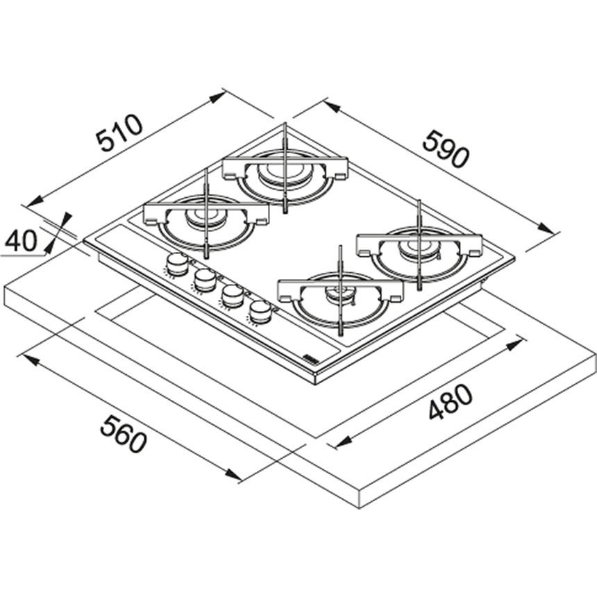 Franke Maris FHMA 604 4G ML E Inox + Nero Ocak