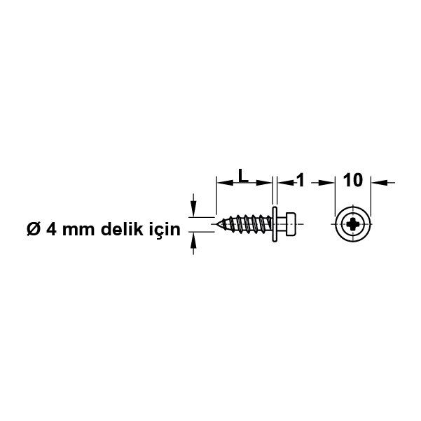 Hafele Modular Raf Bağlantı Vidası 4/16mm (100 Adet)