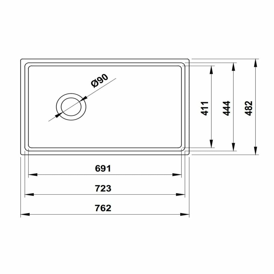 Hafele Cara Seramik Eviye, Beyaz, 762X482Mm