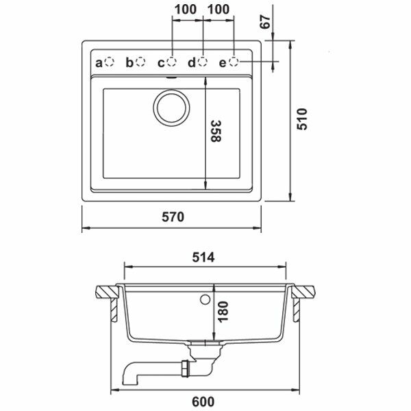Hafele Adela Granit Eviye 570x510mm, Siyah Renk