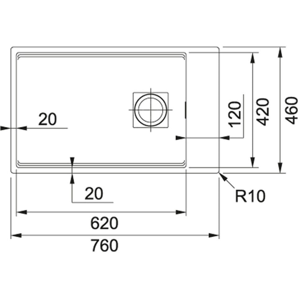 Franke Kubus Kng 110-62 Nero Granit Evye