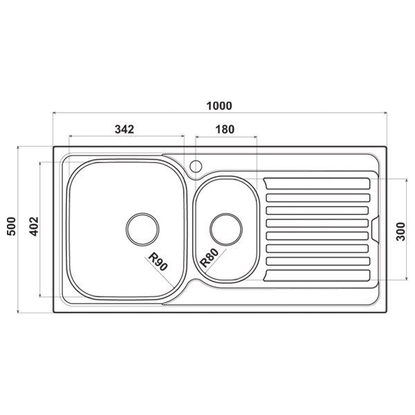 Hafele Capua05 Tezgah Üstü Eviye, Dekorlu Sağ Damlalık (Sifonsuz)
