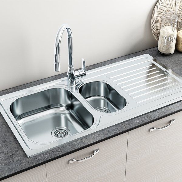 Hafele Capua05 Tezgah Üstü Eviye, Dekorlu Sağ Damlalık (Sifonsuz)