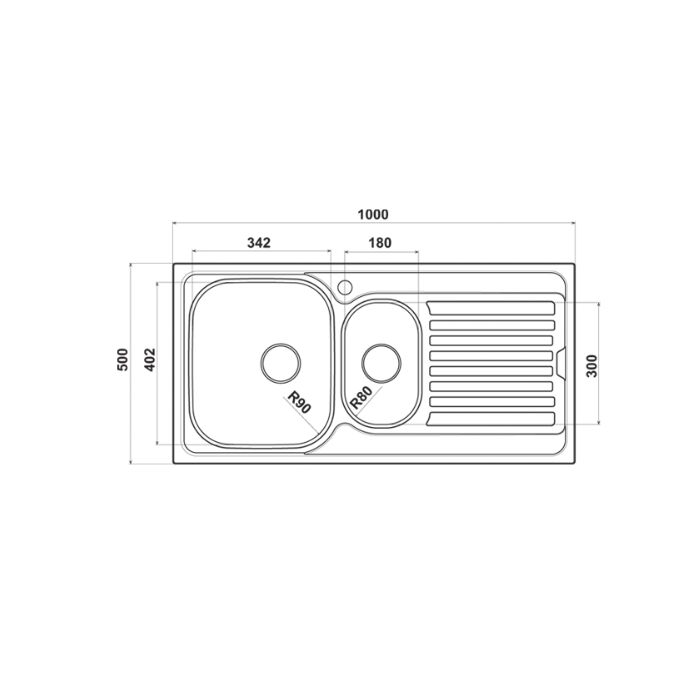 Hafele Capua05 Tezgah Üstü Eviye Seti, Dekorlu Sağ Damlalık