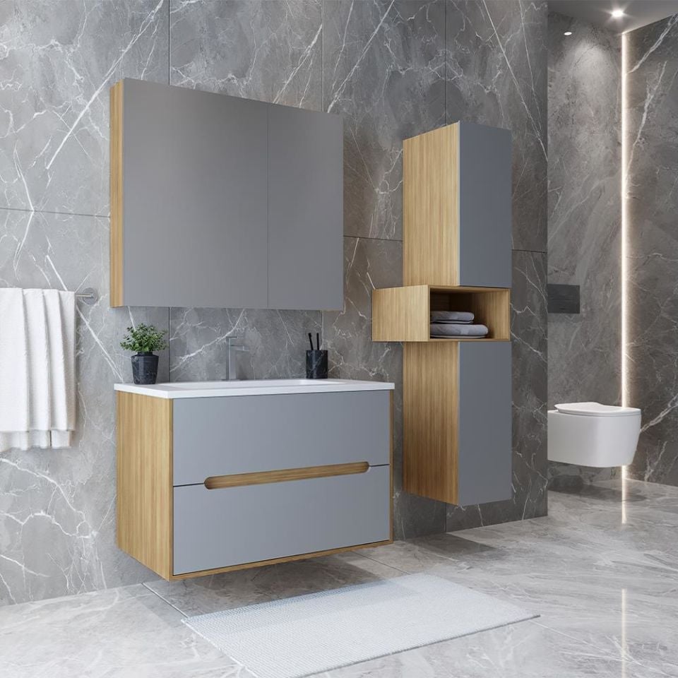 Teta Home Madrid 65 cm MDF Banyo Dolabı Seti ve Boy Dolabı