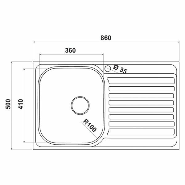 Hafele Capua04 Tezgah Üstü Eviye, Dekorlu Sağ Damlalık (Sifonsuz)