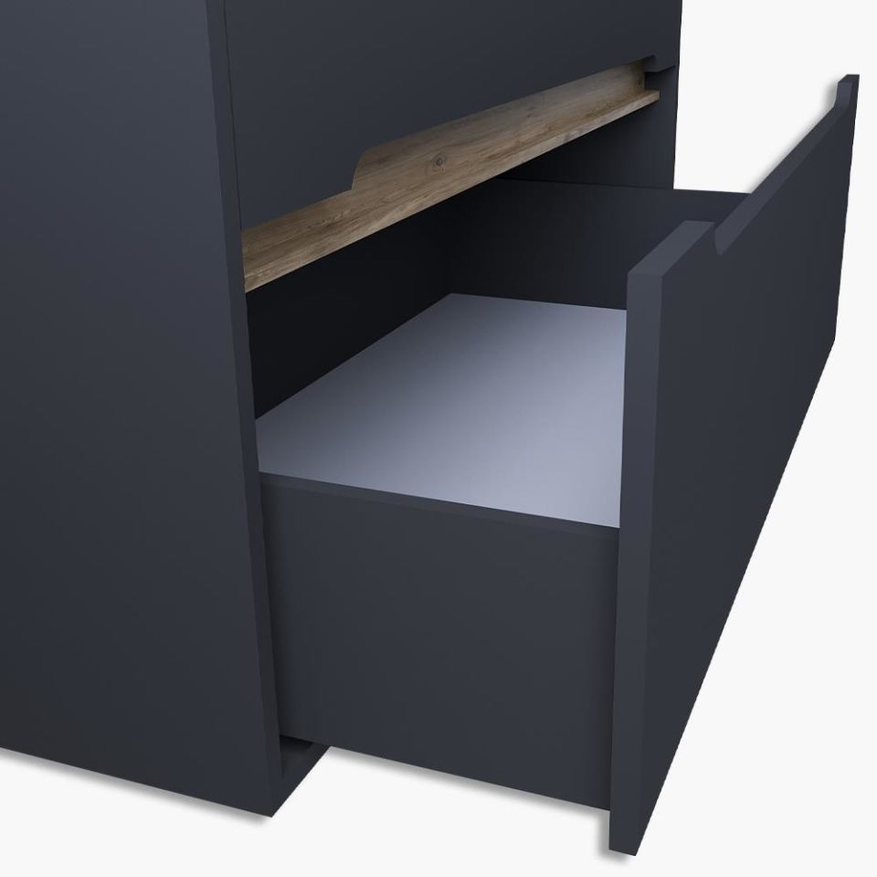 Teta Home Madrid 65 cm MDF Banyo Dolabı Seti ve Boy Dolabı Antrasit-Atlantik Çam