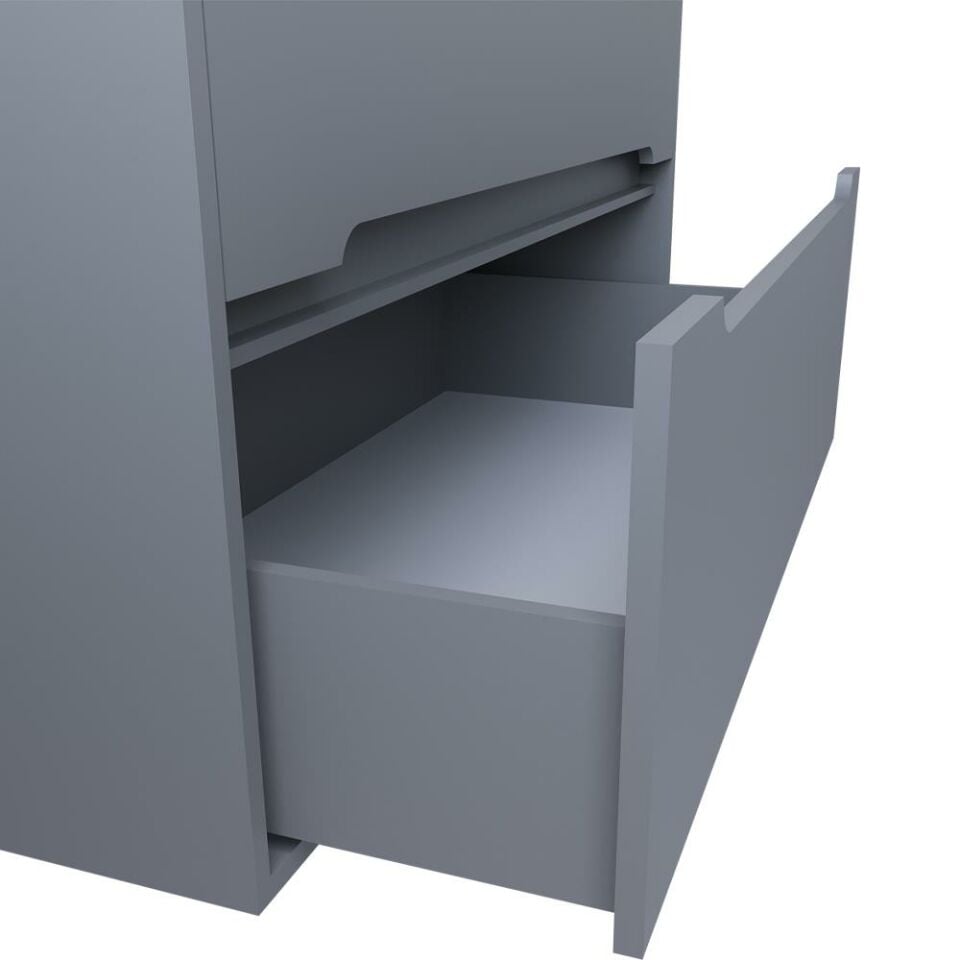 Teta Home Madrid 65 cm MDF Banyo Dolabı Seti ve Boy Dolabı Sis gri