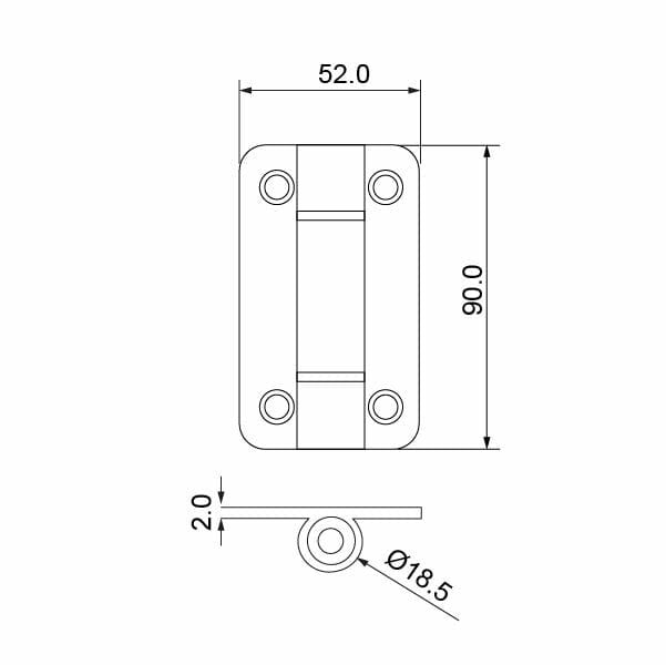 Hafele Menteşe Yaysız 52x90mm Paslanmaz Çelik Renk