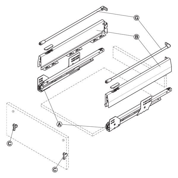 Hafele Çekmece Seti Yuvarlak Bordürlü 45'lik Dübelli Beyaz