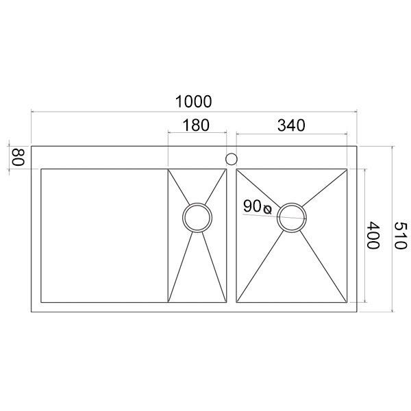 Hafele Novara Plus02 Eviye Seti 1000x510mm Fırçl. Sol