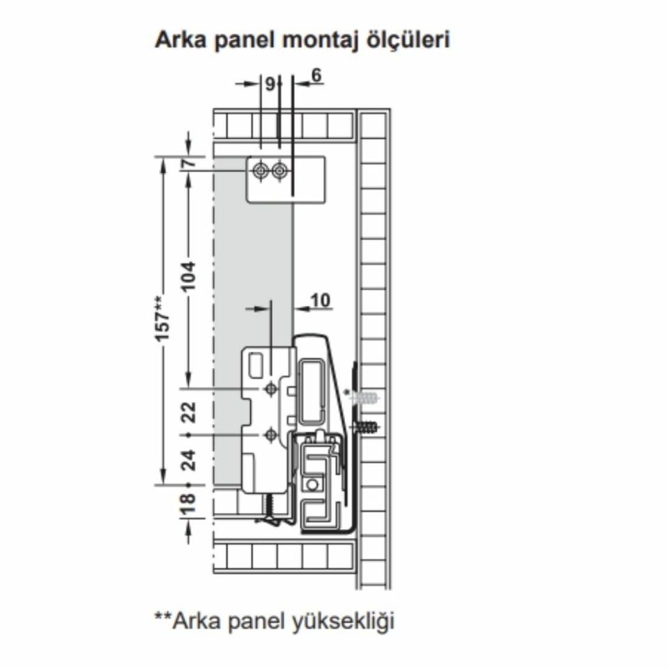 Hafele İç Çekmece Seti 90'lık Modül İçin Kare Bordürlü 45'lik Antrasit