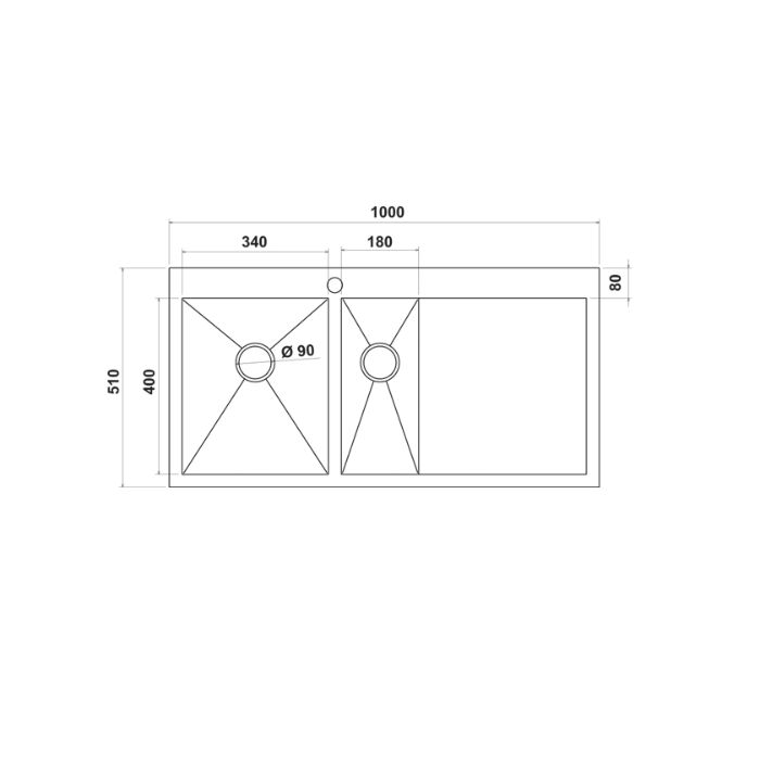 Hafele Novara Plus02 Eviye Seti 1000x510mm Fırçl. Sağ