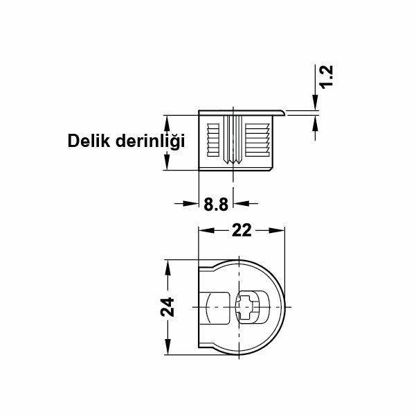 Hafele Rafix-Se Karartılmış Gövde 19mm (100 Adet)