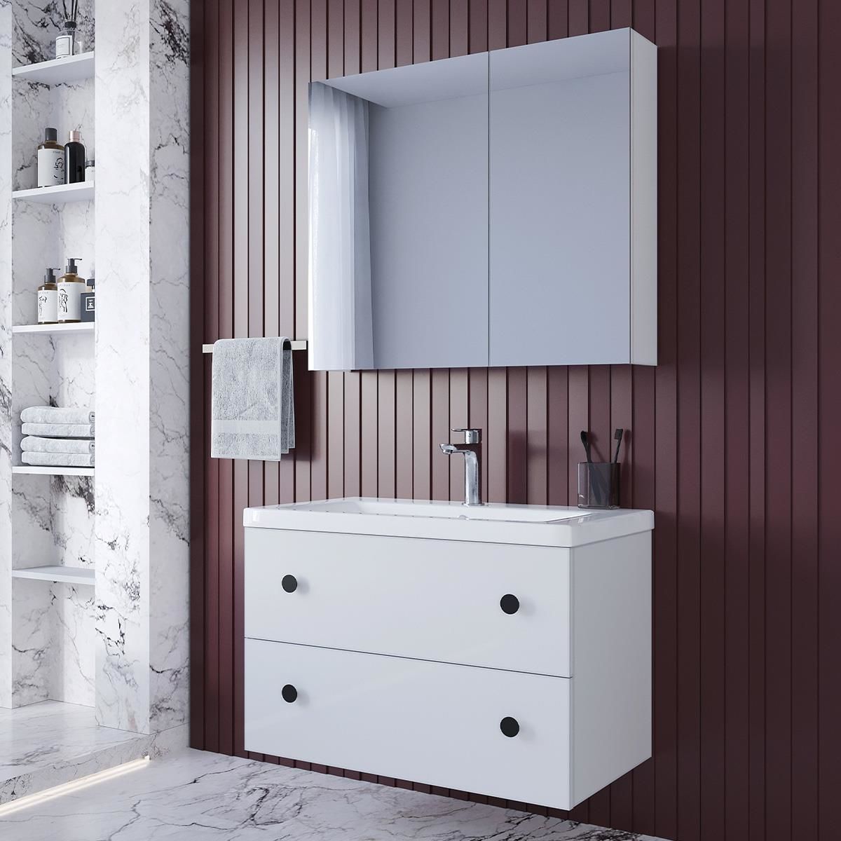 Teta Home Tiflis 80 Cm Mdf Banyo Dolabı Seti