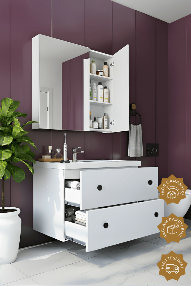 Teta Home Tiflis 80 Cm Mdf Banyo Dolabı Seti