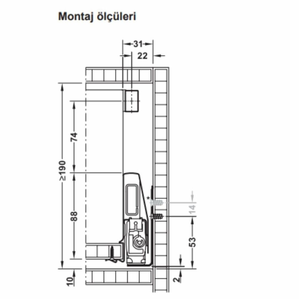 Hafele İç Çekmece Seti 90'lık Modül İçin Kare Bordürlü 45'lik Gri