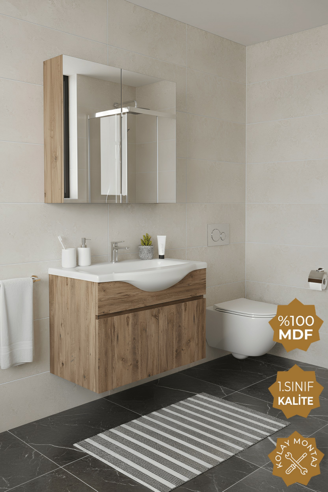 Teta Home Kahire 65 Cm Mdf Banyo Dolabı Seti
