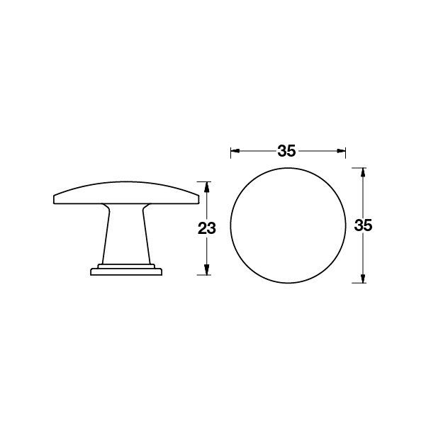 Hafele Düğme Kulp Fungo 35mm Parlak Bakır