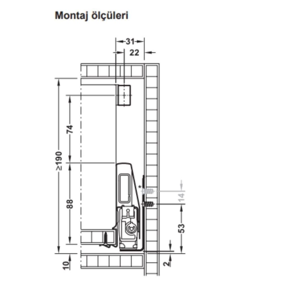 Hafele İç Çekmece Seti 90'lık Modül İçin Kare Bordürlü 40'lık Antrasit