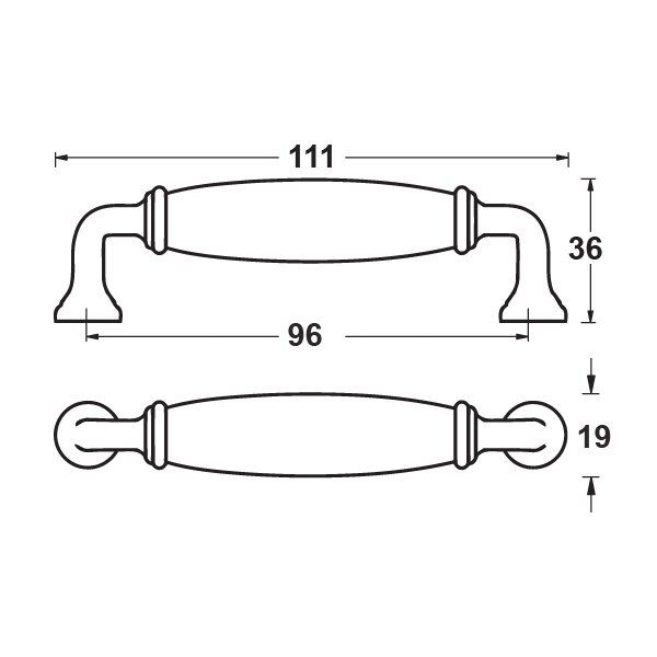 Hafele Mobilya Kulpu Dorothy 96mm Antik Bronz