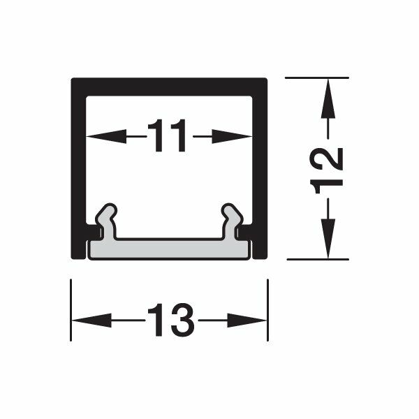 Hafele Profıl2102 Yüzeye Monte Led Profil Alüminyum Siyah 2.5M