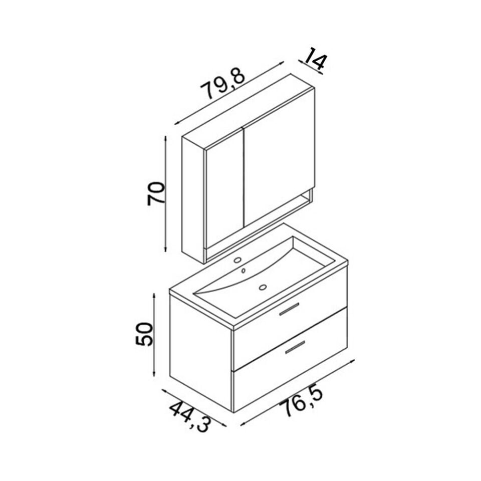Teta Home Batum 80 Cm Mdf Banyo Dolabı Seti